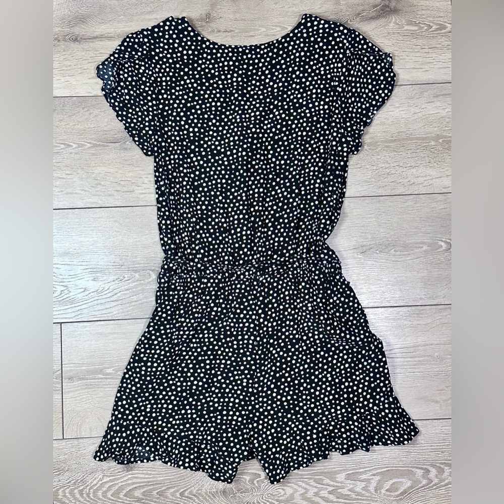 Loft Polka Dot Mock Wrap Tie Front Romper - Picture 11 of 13